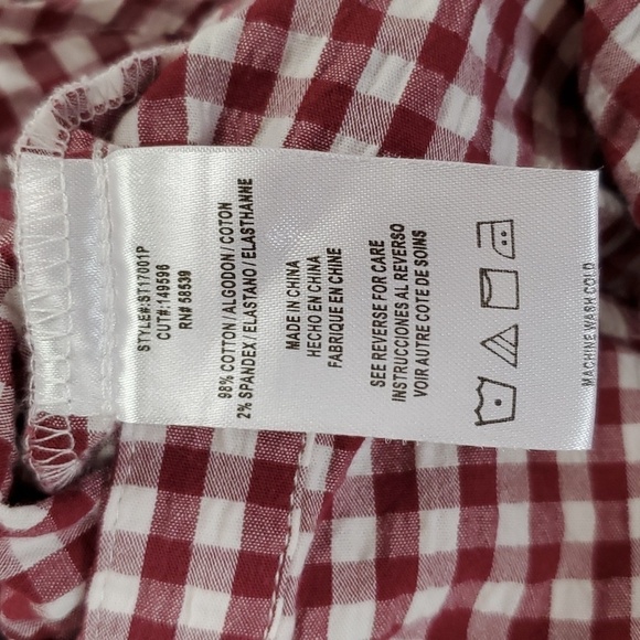 Kut From The Kloth Feena Button Down Textured Gingham Top Red White - Picture 17 of 17